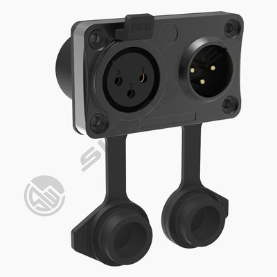 Outdoor 2-XLR 3-Pin Female  Metal AV XLR 3 Pole Male Socket Connector 3 Pin Panel Mount XLR Socket Outdoor AV Equipment IP65