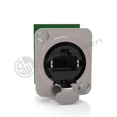 D-Shape Panel Mount Ethercon Ethernet RJ-45 Chassis Connector Indoor Cat 5e 8P Pins LED Application Network Signal D-RJ45