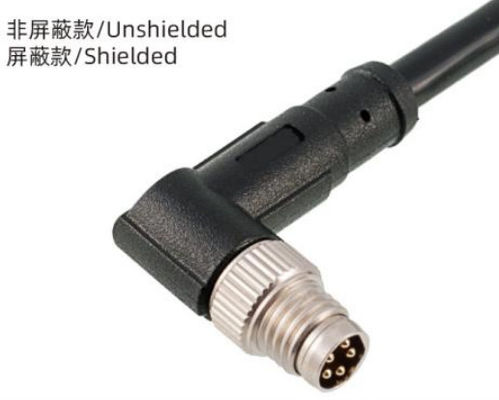 3-8A IP67 wasserdicht M8 Winkel männlicher Stecker Metalloberfläche für Außeninstallationen