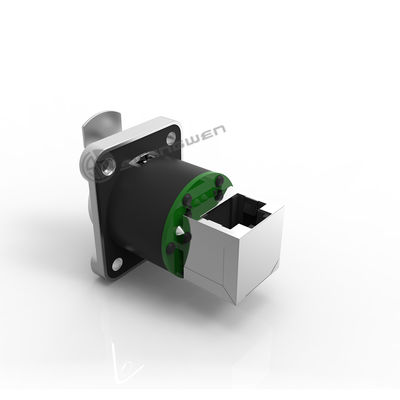 Weiblicher D-Style 8-Pin RJ45 Ethernet-Chassis-Anschluss Innenbereich IP44 PA66 Winkelanschluss für Luftfahrtsignalanschluss