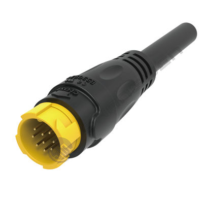 M19-Anschluss 9Pin Gelb 5A Löten übergeformte Aluminiumlegierung Shell Nylon IP67