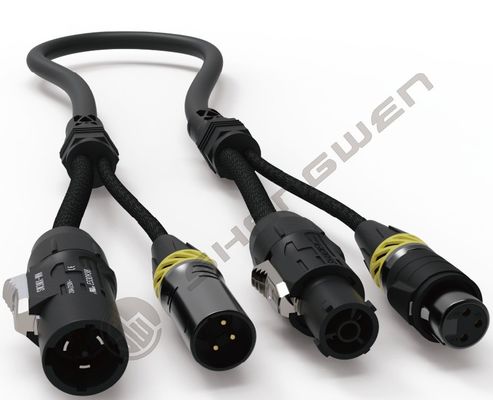 TRUE1 2-in-1 XLR Weibliches und Männliches Powercon-Hybridkabel 3-Pin DMX Combi Schwarz XLR3 Split-Kommunikationskabel