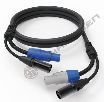 Weibliches männliches Powercon-Kombinationskabel 3PIN DMX SJT Signalstrom 2in1 Cat6 RJ45 Cat5E abgeschirmtes CAT6a Cat5e Netzwerkkabel
