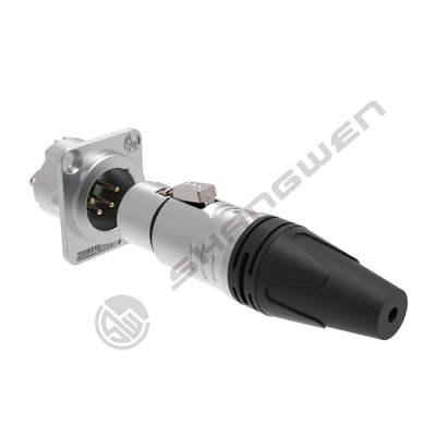 Audio IP40 Schutz XLR-Einbausteckverbinder für silbernes 4-poliges Wireless-DMX-Kabel in der Industrieelektronik