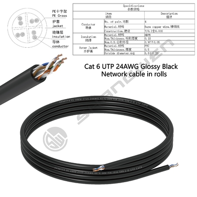 Cat6 24AWG UTP Cable Patch Cord Copper Cross PVC Jacket 4pair CE UL Multiple Copper Twist 100% Oxygen-free Copper Cat6