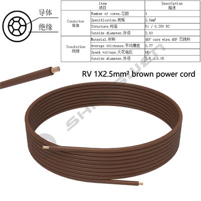 Power Cord 1*2.5mm²  H07V-K CE CCC VDE RV Flame Retardant Insulation BC Bare Copper Core 450/750V Brown Single Core